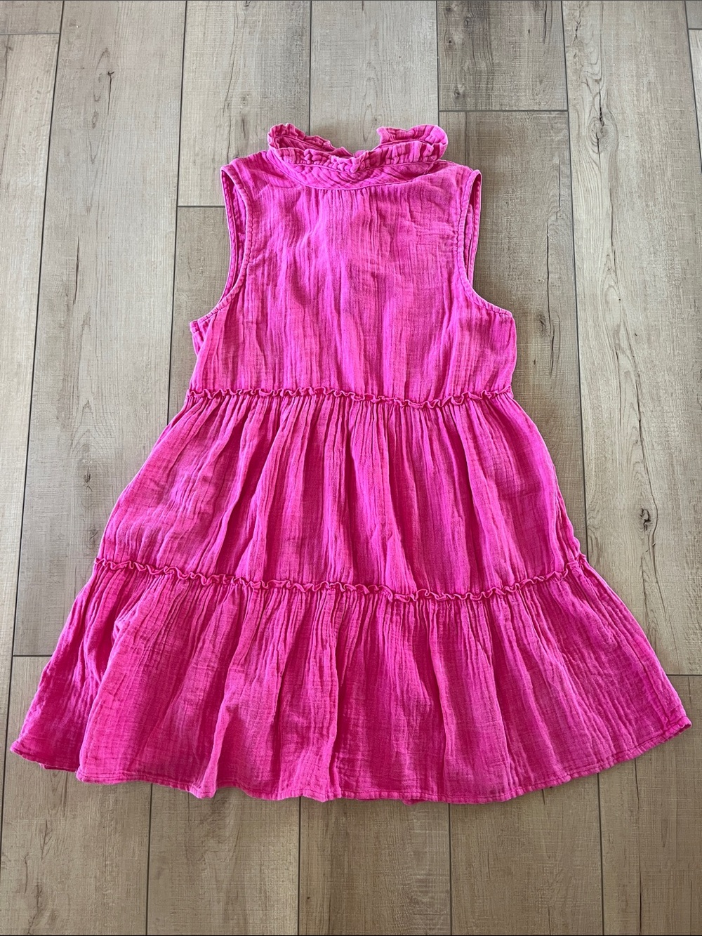 Simply Southern Hot Pink Ruffled Sleeveless Tiered Dress